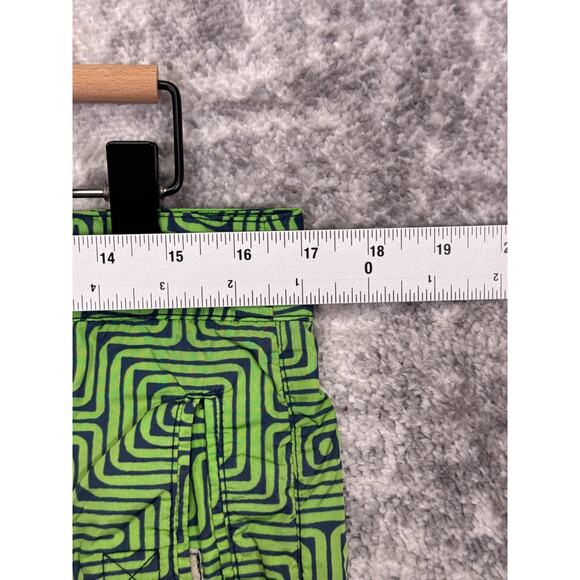 Mr Turk Swim Trunks 32 Mens Green Print Mesh Lined 8" Swimwear - Picture 3 of 7